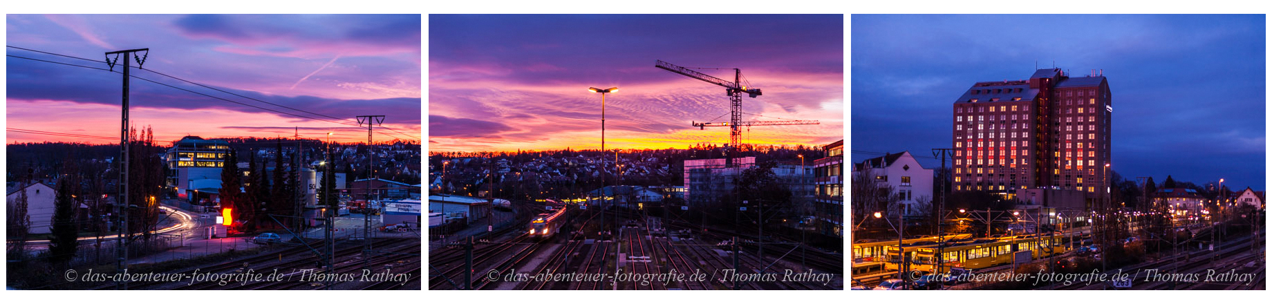 Fotowalk Stuttgart-Vaihingen Sonnenuntergang von der Fussgängerbrücke an der S-Bahn